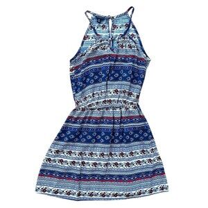 Aéropostale Dress Size SP Multicolor Boho Geometric Halter Fit Flare